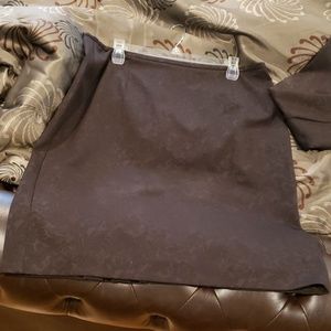 2 piece brown skirt suit